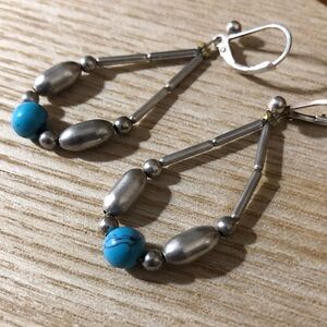 Sterling and Turquoise Earrings native American Indian pearls Navajo pearls